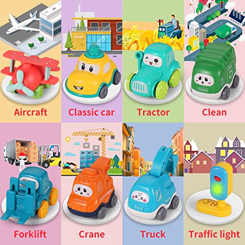 8 PCS Baby Truck Car Toys with Playmat/Storage Bag|1st Birthday Gifts for Toddler Toys Age 1-2|Baby Toys for 1 2 3 Year Old Boy|1 2 Year Old Boy Birthday Gift for Infant Toddlers
